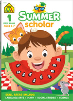 Book cover for School Zone First Grade Summer Scholar Workbook