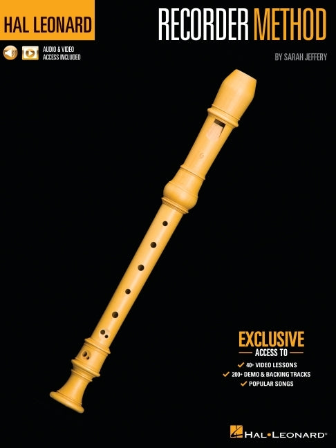 Book cover for Hal Leonard Recorder Method by Sarah Jeffery - Book with 200+ Audio Demo & Backing Tracks & 40+ Video Lessons Included