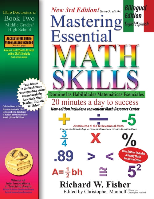 Book cover for Mastering Essential Math Skills Book 2, Bilingual Edition - English/Spanish