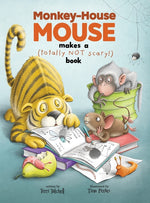 Book cover for Monkey-House Mouse makes a (totally NOT scary) book