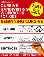 Book cover for Cursive Handwriting Workbook for Kids: 3-in-1 Writing Practice Book to Master Letters, Words & Sentences