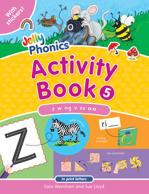 Book cover for Jolly Phonics Activity Book 5: In Print Letters (American English Edition)