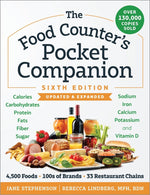 Book cover for The Food Counter's Pocket Companion, Sixth Edition: Calories, Carbohydrates, Protein, Fats, Fiber, Sugar, Sodium, Iron, Calcium, Potassium, and Vitami