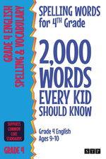 Book cover for Spelling Words for 4th Grade: 2,000 Words Every Kid Should Know (Grade 4 English Ages 9-10)