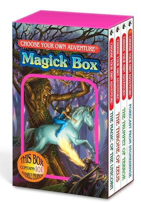 Book cover for Choose Your Own Adventure 4-Book Boxed Set Magick Box (the Magic of the Unicorn, the Throne of Zeus, the Trumpet of Terror, Forecast from Stonehenge)