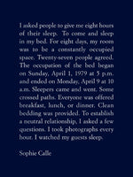 Book cover for Sophie Calle: The Sleepers