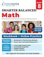 Book cover for SBAC Test Prep: 8th Grade Math Common Core Practice Book and Full-length Online Assessments: Smarter Balanced Study Guide With Perform
