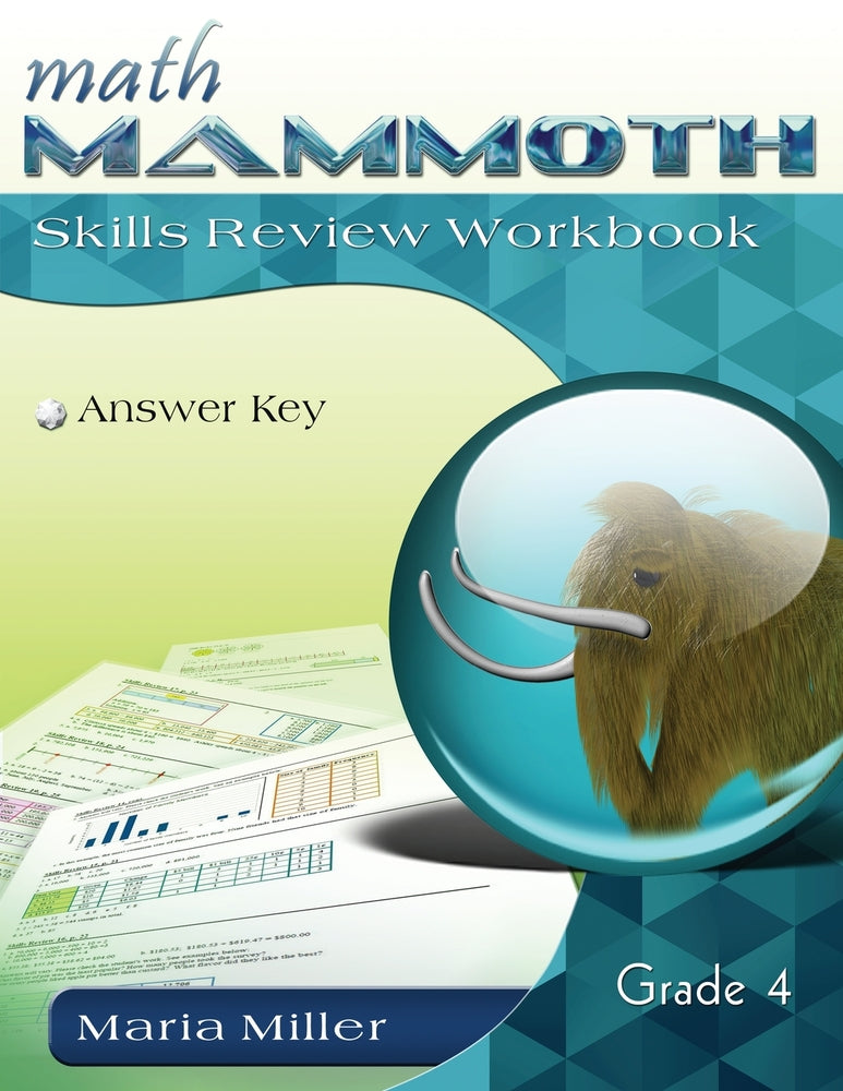 Book cover for Math Mammoth Grade 4 Skills Review Workbook Answer Key