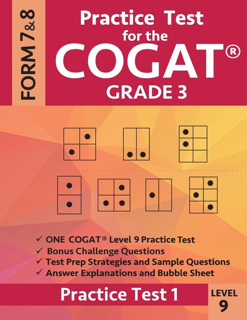 Book cover for Practice Test for the Cogat Grade 3 Level 9 Form 7 and 8: Practice Test 1: 3rd Grade Test Prep for the Cognitive Abilities Test