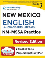Book cover for New Mexico Measures of Student Success and Achievement (NM-MSSA) Test Practice: Grade 3 English Language Arts Literacy (ELA) Practice Workbook and Ful