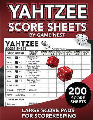 Book cover for Yahtzee Score Sheets: 200 Large Score Pads for Scorekeeping 8.5" x 11" Yahtzee Score Cards
