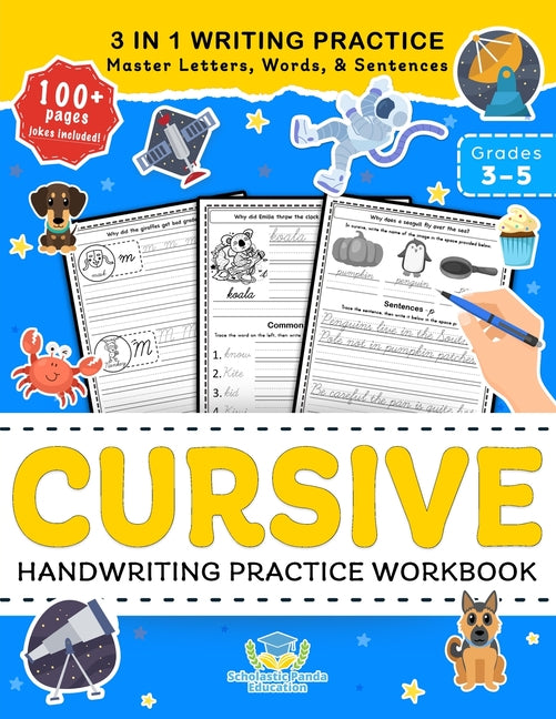 Book cover for Cursive Handwriting Practice Workbook for 3rd 4th 5th Graders: Cursive Letter Tracing Book, Cursive Handwriting Workbook for Kids to Master Letters, W