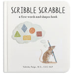 Book cover for Scribble Scrabble: A Board Book of First Words and Shapes for Growing Minds (a Wishy Washy Sequel)