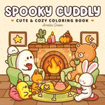 Book cover for Spooky Cuddly: Cozy Coloring Book for Adults and Teens Featuring Adorable Animal Characters and Cute Ghosts for Relaxation