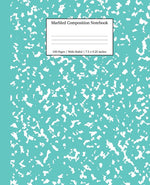 Book cover for Marbled Composition Notebook: Turquoise Marble Wide Ruled Paper Subject Book