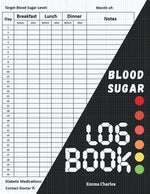 Book cover for Blood sugar logbook: Large print diabetic diary for glucose level monitoring & Tracking