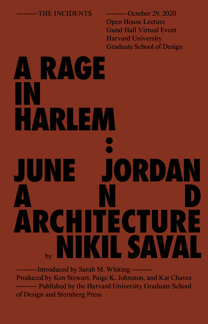 Book cover for Rage in Harlem: June Jordan and Architecture