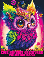 Book cover for Cute Fantasy Coloring Book: Adorable Magical Creatures to Color for Adults and Teens