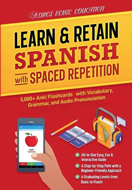 Book cover for Learn & Retain Spanish with Spaced Repetition: 5,000+ Vocabulary, Grammar, & Audio Pronunciation with Anki