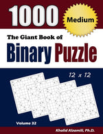 Book cover for Giant Book of Binary Puzzle: 1000 Medium (12x12) Puzzles