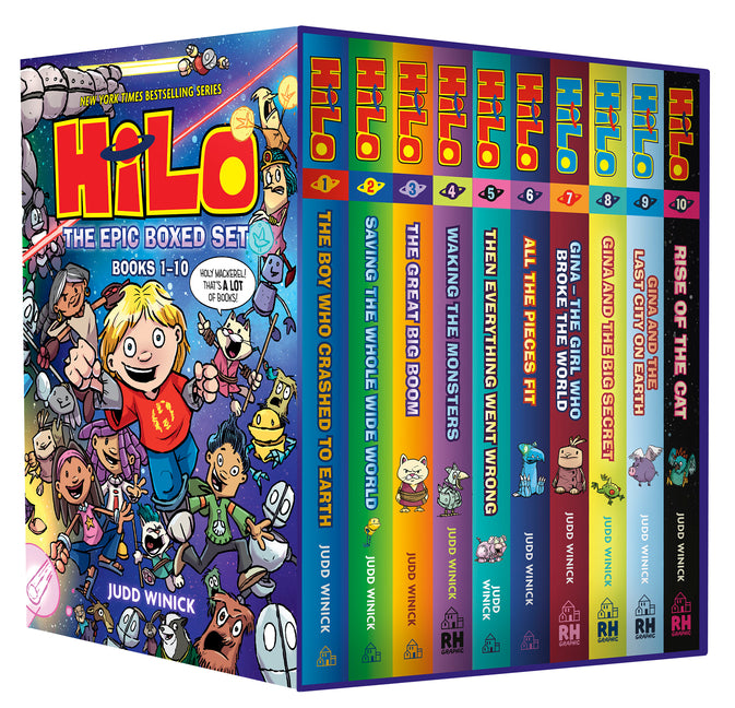 Book cover for Hilo: The Epic Boxed Set (Books 1-10): (A Graphic Novel Boxed Set)