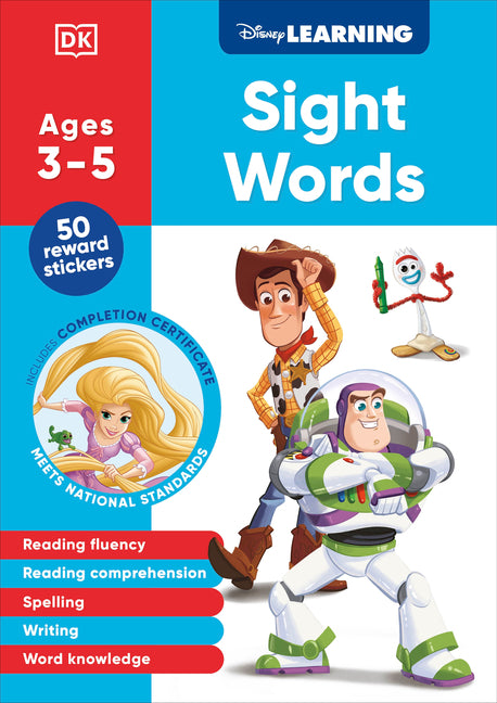 Book cover for Disney Learning Sight Words (Ages 3-5): Preschool English Reading, Spelling, Writing Workbook for Kids, Curriculum-Based