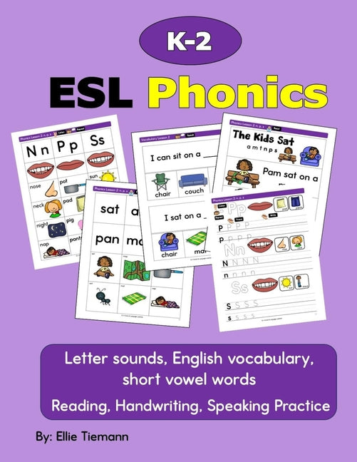 Book cover for K-2 ESL Phonics: reading, handwriting, speaking practice