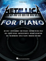 Book cover for Metallica for Piano Solo: A Dozen Favorites by the Quintessential Heavy Metal Band Arranged for Intermediate Level Piano Solo