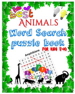 Book cover for Best Animals Word Search puzzle book for kids 5-10: Word Search Books For Kids - Puzzle - Large Print, word search fo r5-10 year olds Activity Workboo