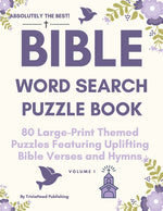 Book cover for ABSOLUTELY THE BEST! Bible Word Search Puzzle Book, Volume 1: 80 Large-Print Themed Puzzles Featuring Uplifting Bible Verses and Hymns