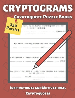 Book cover for Cryptograms Puzzle Books for Adults: Cryptoquote books, Inspirational and Motivational, Cryptoquote Puzzle Books for adults (Cryptic Puzzles)