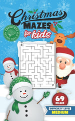 Book cover for Christmas Mazes for Kids 69 Mazes Difficulty Level Medium: Fun Maze Puzzle Activity Game Books for Children - Holiday Stocking Stuffer Gift Idea - Sno