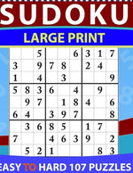 Book cover for Sudoku Large Print Easy to hard: Large Print Sudoku Puzzle Book For Adults & Seniors With 107Hard Sudoku Puzzles