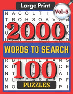 Book cover for Large Print 2000 Words to Search 100 Puzzles Vol-5: Challenging Word Search Puzzle Book for Adults Boys, Girls, Men, Women and Seniors to Go Stress-fr