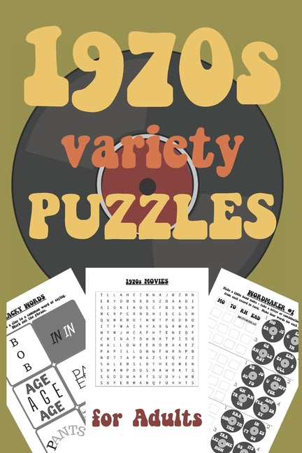 Book cover for 1970s Variety Puzzles for Adults: Travel Sized Word and Number Puzzles with Answers in Large Print