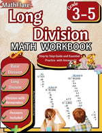 Book cover for Long Division Math Workbook 3rd to 5th Grade: Division Workbook 3-5, Long Division and Division with Remainders with Answers