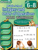 Book cover for Integers and Order of Operations Math Workbook 6th to 8th Grade: Middle School Integers Workbook, PEMDAS