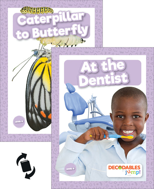 Book cover for At the Dentist & Caterpillar to Butterfly