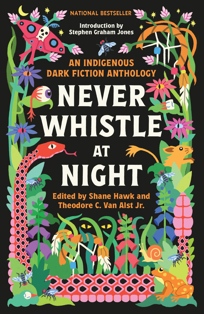 Book cover for Never Whistle at Night: An Indigenous Dark Fiction Anthology