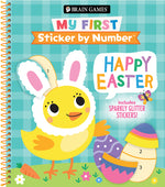 Book cover for Brain Games - My First Sticker by Number: Happy Easter - Includes Sparkly Glitter Stickers!
