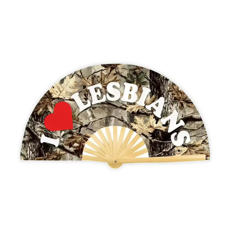 I <3 Lesbians Camo- Hand Fan