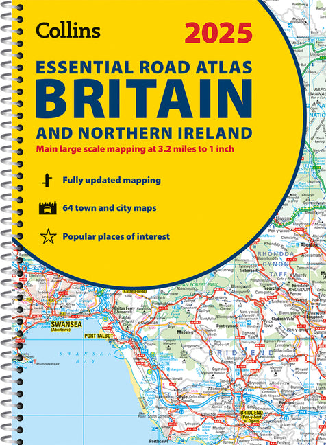 Book cover for 2025 Collins Essential Road Atlas Britain and Northern Ireland: A4 Spiral
