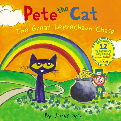 Book cover for Pete the Cat: The Great Leprechaun Chase: Includes 12 St. Patrick's Day Cards, Fold-Out Poster, and Stickers!