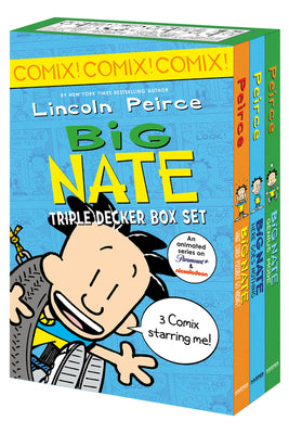 Book cover for Big Nate: Triple Decker Box Set: Big Nate: What Could Possibly Go Wrong? and Big Nate: Here Goes Nothing, and Big Nate: Genius Mode