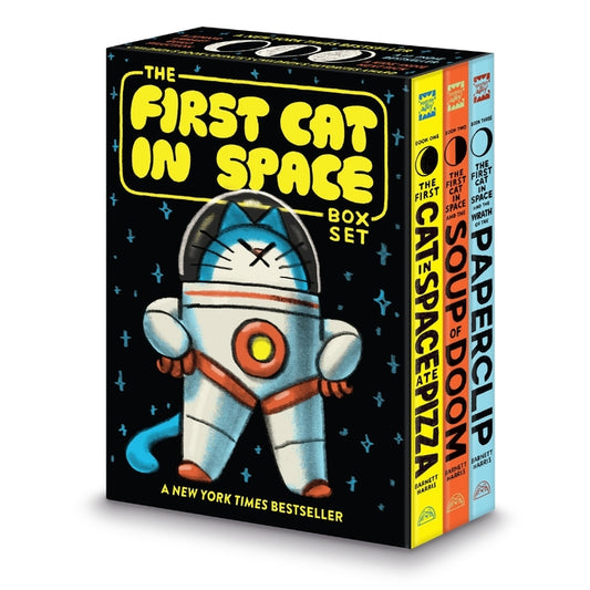 Book cover for First Cat in Space 3-Book Box Set: A Graphic Novel Collection: The First Cat in Space Ate Pizza, the First Cat in Space and the Soup of Doom, the Firs