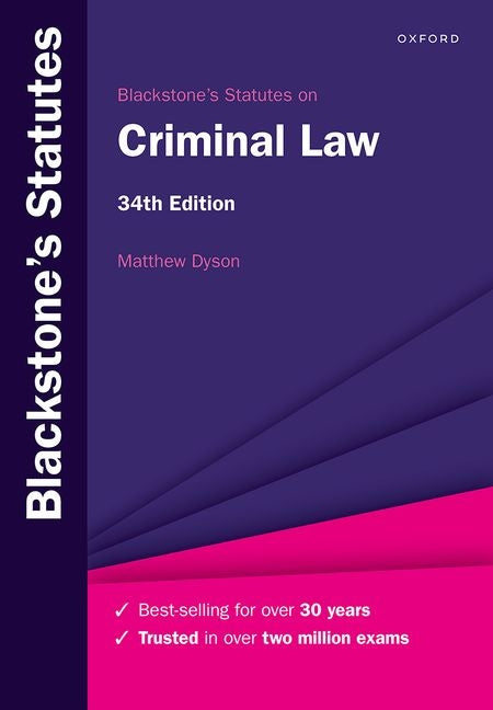 Book cover for Blackstone's Statutes on Criminal Law