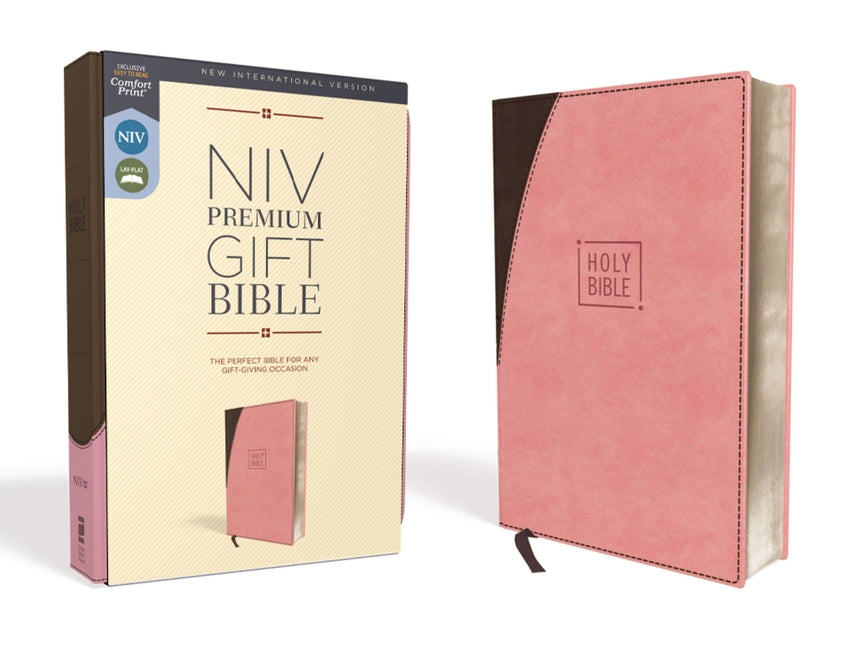 Book cover for Niv, Premium Gift Bible, Leathersoft, Pink/Brown, Red Letter Edition, Comfort Print