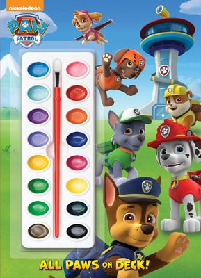 Book cover for All Paws on Deck! (Paw Patrol): Activity Book with Paintbrush and 16 Watercolors [With Paint Brush and Paint]