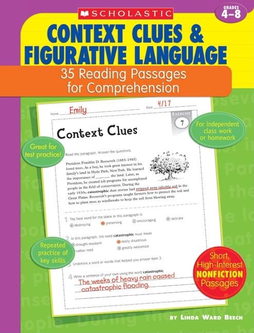 Book cover for 35 Reading Passages for Comprehension: Context Clues & Figurative Language: 35 Reading Passages for Comprehension