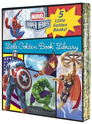 Book cover for Marvel Little Golden Book Library (Marvel Super Heroes): Spider-Man; Hulk; Iron Man; Captain America; The Avengers
